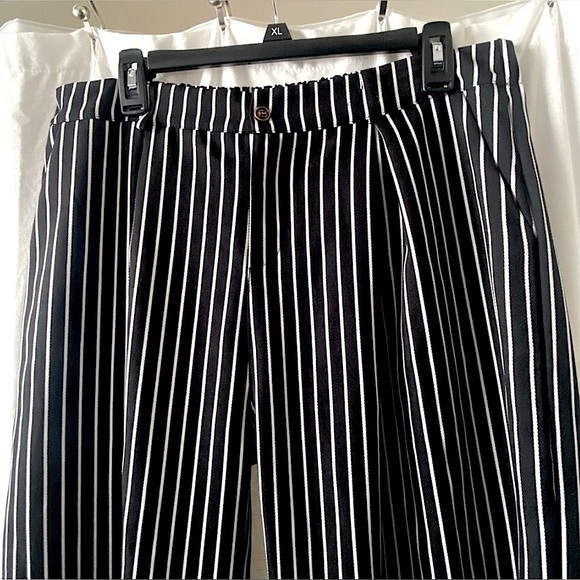 GloryStar Wide Leg Pinstripe stretch back slacks Trouser Pants XXL fit like L/XL - Picture 6 of 11